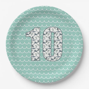 Custom Shark Birthday Plate   10th Birthday   Sea