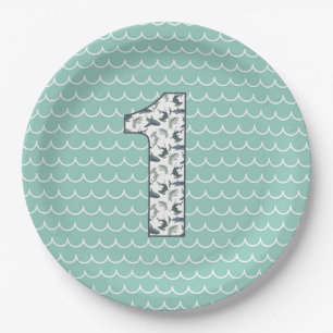 Custom Shark Birthday Plate 1st Birthday Ocean