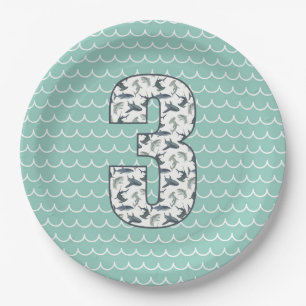 Custom Shark Birthday Plate 3rd Birthday Ocean