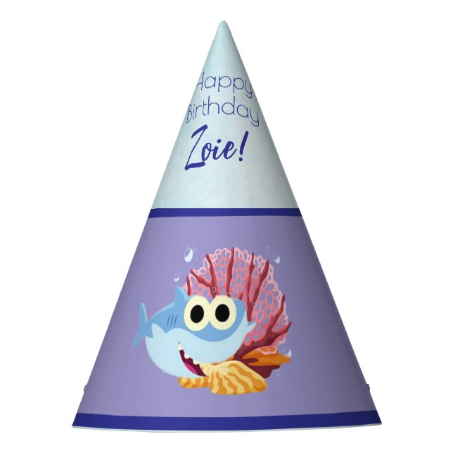 Custom Shark Theme Party Hat (Front)