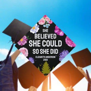 Custom She Believed She Could Year Graduation Cap Topper