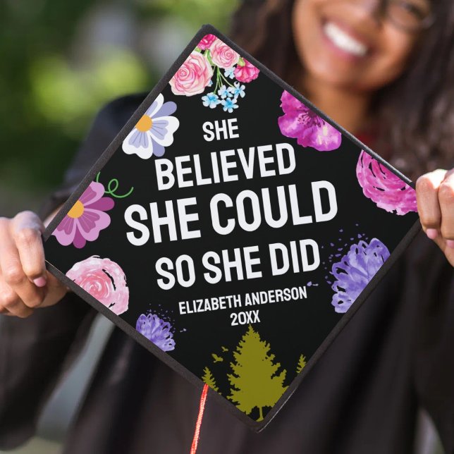 Custom She Believed She Could Year Graduation Cap Topper (Creator Uploaded)