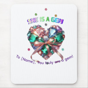 Custom She Is A Gem Heart Gemstone Gift Mouse Pad