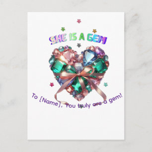 Custom She Is A Gem Heart Gemstone Gift Postcard