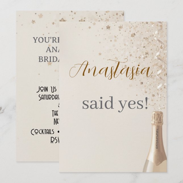 Custom She Said Yes Bridal Shower Invitation (Front/Back)
