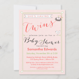 Custom She's Twins Baby shower Invitation
