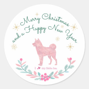 Custom Shiba Inu Christmas Seal in Pastel Pink