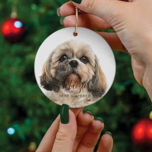 Custom Shih Tzu Dog Personalized Pet Photo Ceramic Ornament