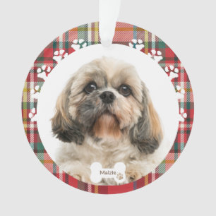 Custom Shih Tzu Dog Pet Photo Christmas Holiday Ornament
