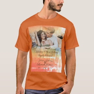 Custom Shining Gold Overlay Photo Anniversary T-Shirt