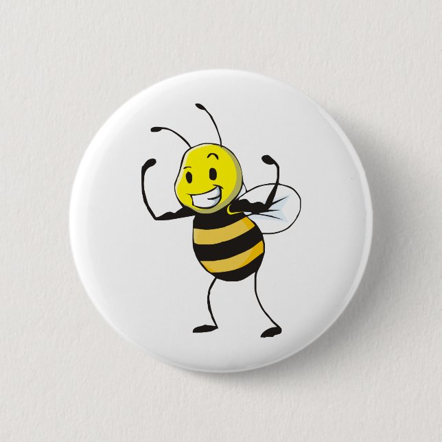 Custom Shirts : Strong Muscular Bee Shirts 2 Inch Round Button (Front)
