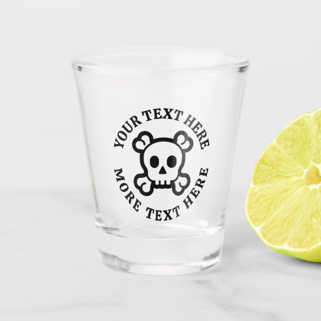 Custom shot glass with death skull logo (Front)