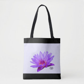 Custom Shoulder Tote Lavender Purple Water Lilies Bag