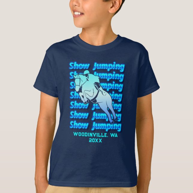 Custom Show Jumping Event or Location Date Name T-Shirt (Front)