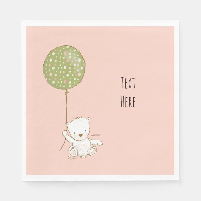 Custom Shower Napkin Bear with Balloon (Front)