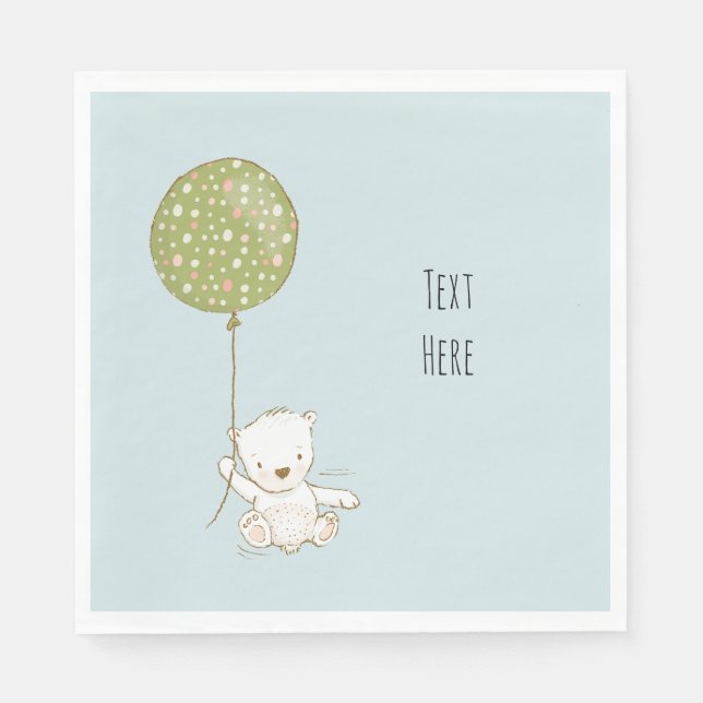 Custom Shower Napkin Bear with Balloon (Front)