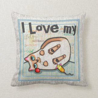 Custom Siamese Cat Love American MoJo Throw Pillow
