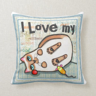 Custom Siamese Cat Love American MoJo Throw Pillow