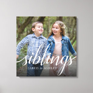 Custom Siblings Brother Sister Photo Handwriting Canvas Print