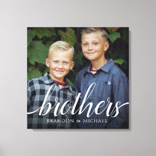 Custom Siblings Brothers Photo Handwriting Canvas Print