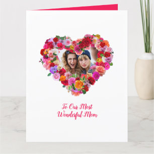 Custom Siblings Photo Mother's Day Roses Heart Card