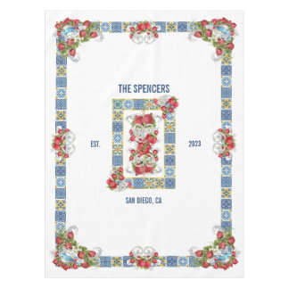 Custom Sicilian Majolica Tiles Fancy Pomegranate Tablecloth