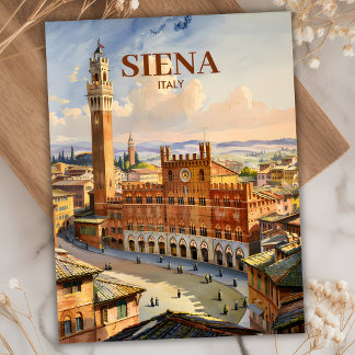 Custom Siena Italy Travel Vintage Piazza del Campo Postcard