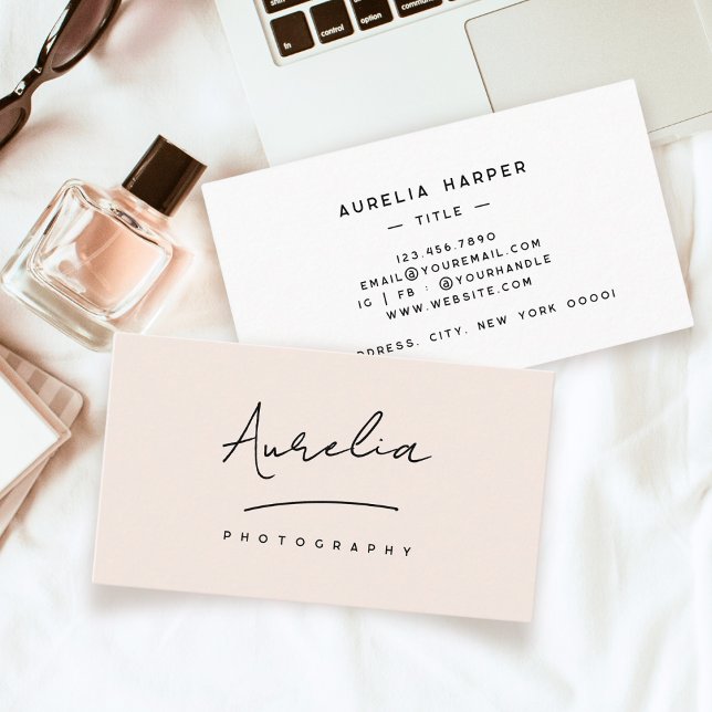Custom Signature Modern Minimalist Chic Blush Pink Business Card (Creator Uploaded)