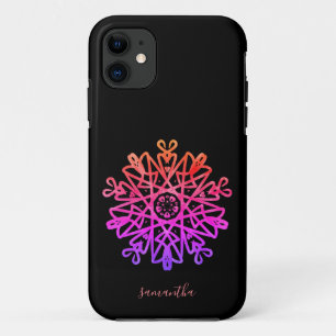 Custom Signature Name Pink Purple Ornate iPhone 11 Case