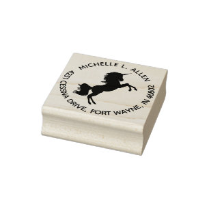 Custom Silhouette Unicorn Round Return Address Rubber Stamp