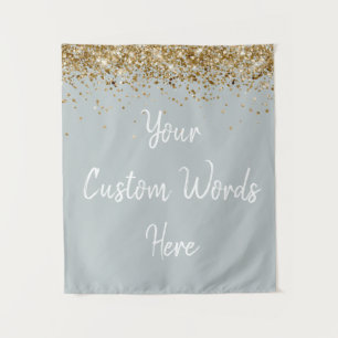 Custom Silver and Gold Birthday Party Photo Booth Tapestry