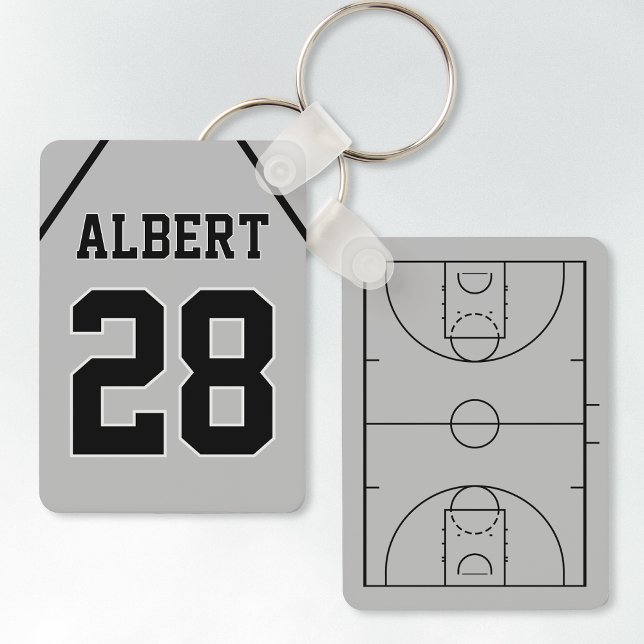 Custom Silver & Black Basketball Court and Jersey Keychain (Creator Uploaded)