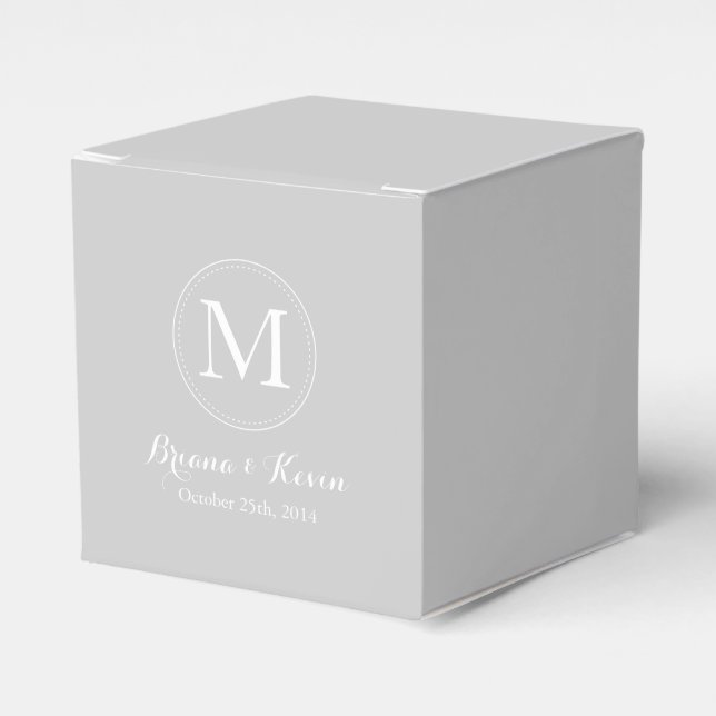 Custom Silver Coloured Monogram Favour Boxes (Front Side)