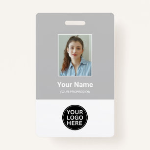 Custom Silver Employee Photo ID Logo Name Badge