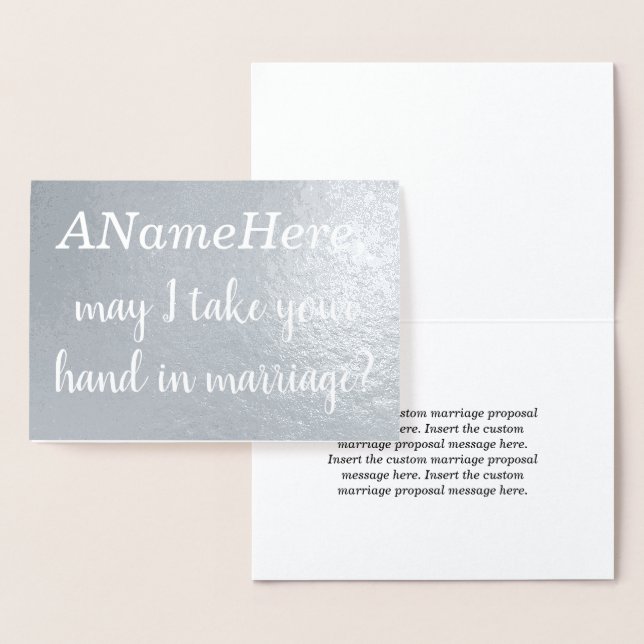 Custom Silver Foil Marriage Proposal Card (Display)