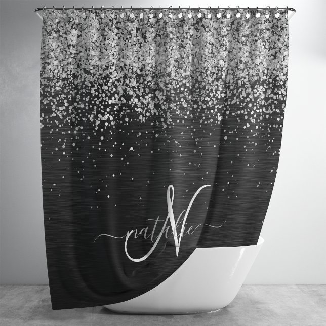 Custom Silver Glitter Black Sparkle Monogram (Creator Uploaded)