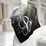 Custom Silver Glitter Black Sparkle Monogram Bandana<br><div class="desc">Easily personalize this trendy elegant bandana design featuring pretty silver sparkling glitter on a black brushed metallic background.</div>
