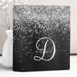 Custom Silver Glitter Black Sparkle Monogram Mini Binder<br><div class="desc">Easily personalize this trendy elegant mini binder design featuring pretty silver sparkling glitter on a black brushed metallic background.</div>