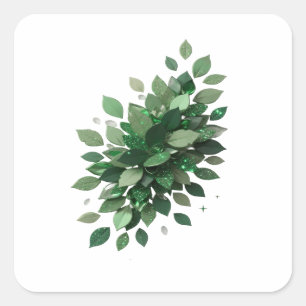Custom Silver GREEN LEAVES Sticker Design