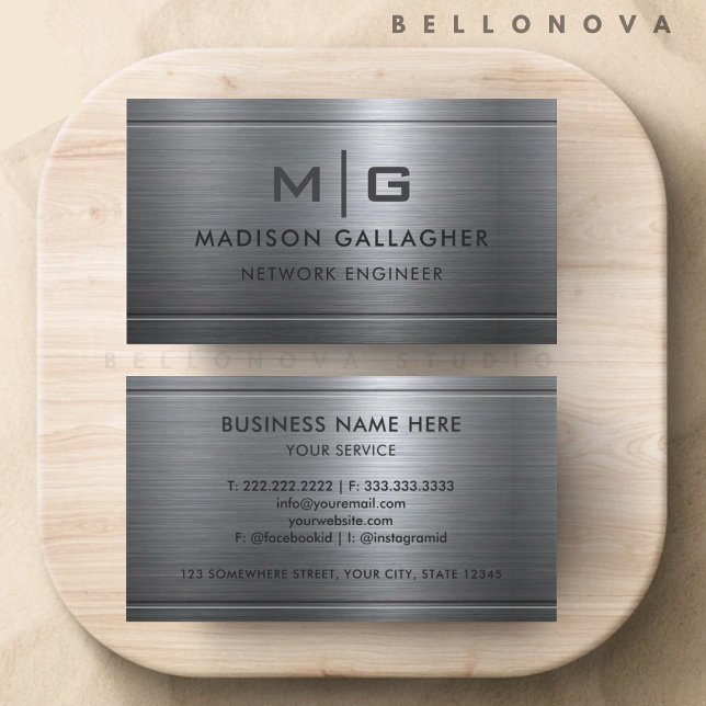 Custom Silver Grey Metal Professional Business Card (Custom Silver Grey Metal Professional Business Card)