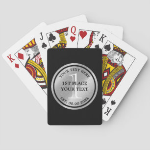 Custom silver medal playing cards for game winner