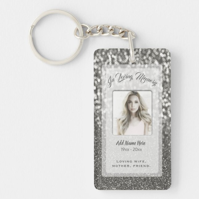 Custom Silver Memorial Add Photo Keychain (Front)