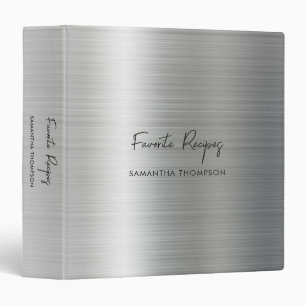 Custom Silver Metallic Favourite Recipe Cookbook  Binder