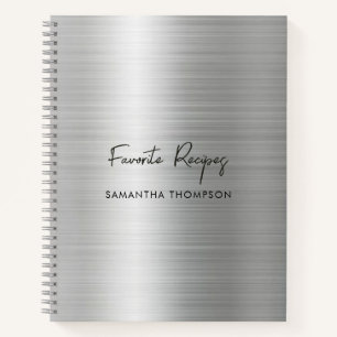Custom Silver Metallic Favourite Recipe Cookbook  Notebook