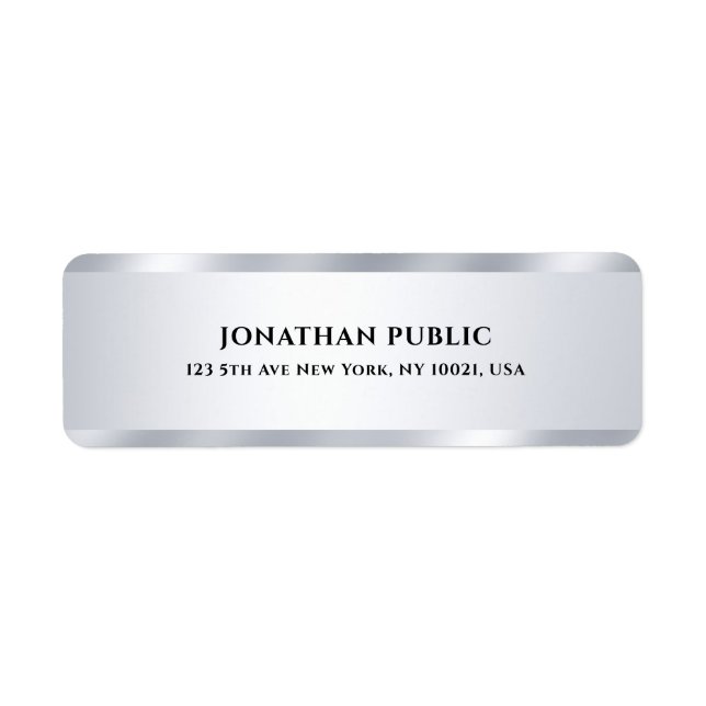 Custom Silver Modern Simple Elegant Return Address (Front)