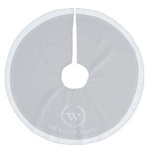 Custom Silver Monogram Christmas Tree Skirt