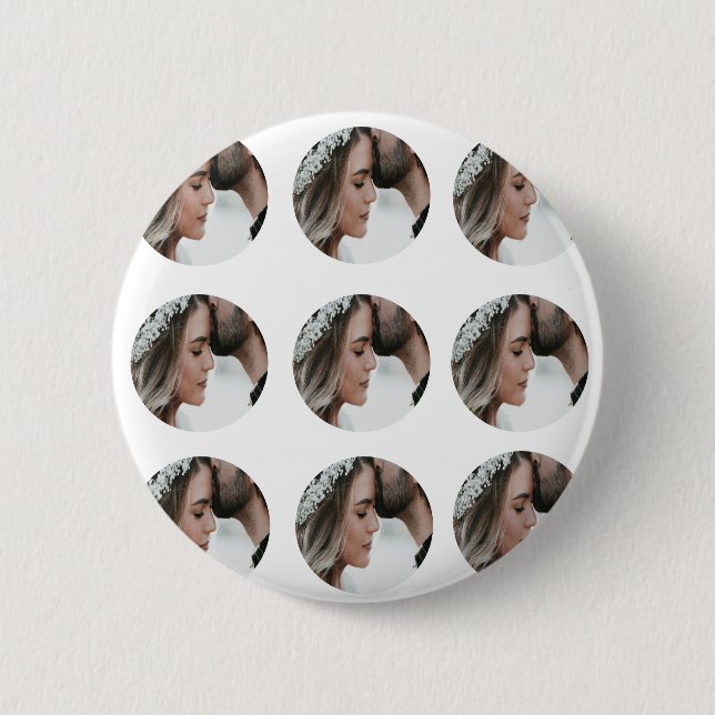 custom simple add circular photo collage add name  2 inch round button (Front)