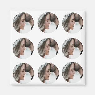 custom simple add circular photo collage add name magnet