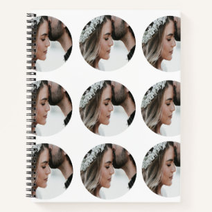 custom simple add circular photo collage add name notebook