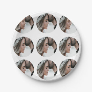 custom simple add circular photo collage add name  paper plate
